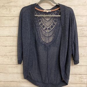 ⭐️ navy cardigan w woven back
